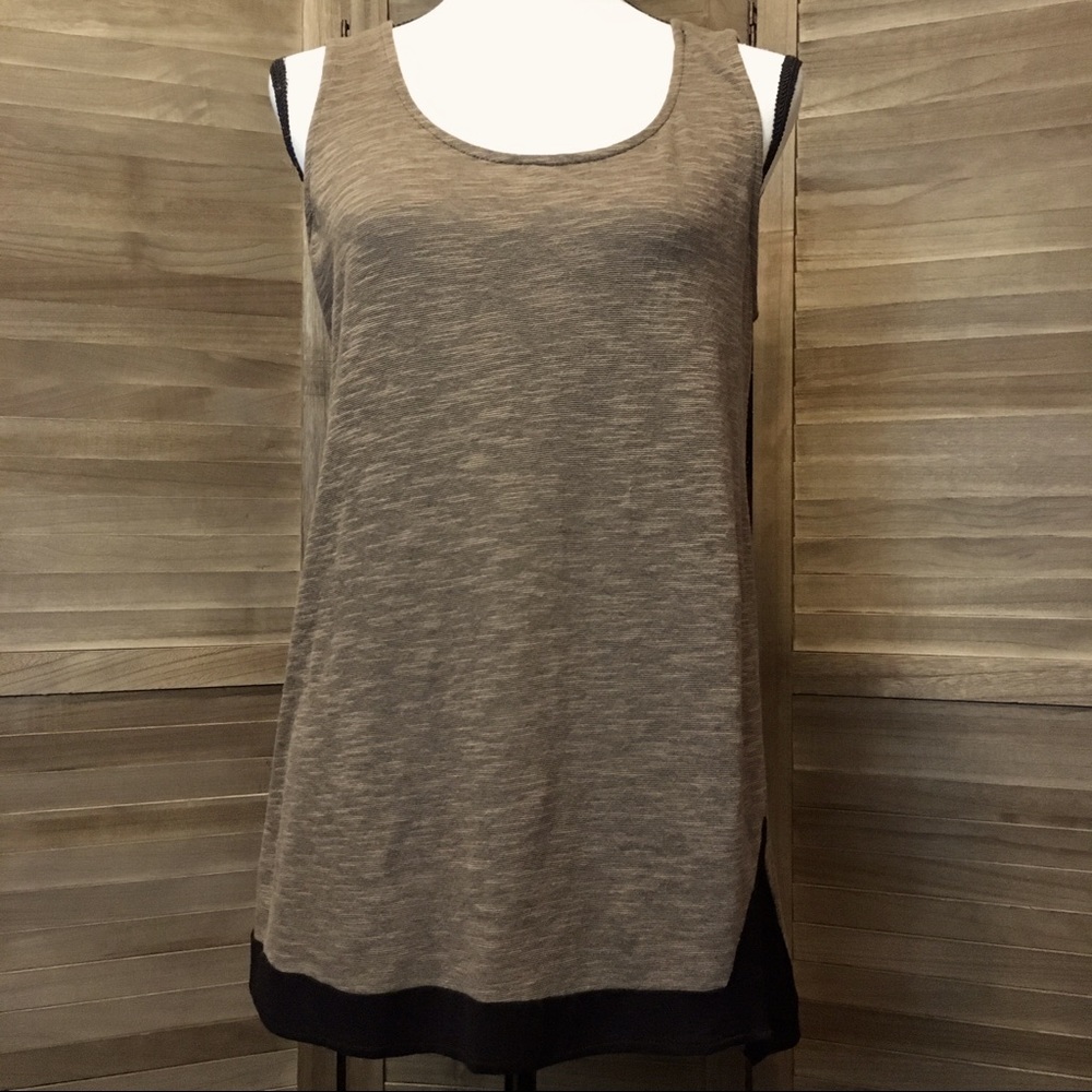 Yak n Yeti Brown Tank with Faux Layered Hem, Large